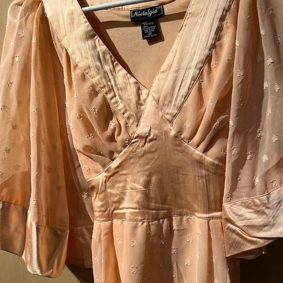 Vintage Light Orange / Pink Tie in the back Fancy Top Size Small - Picture 10 of 12